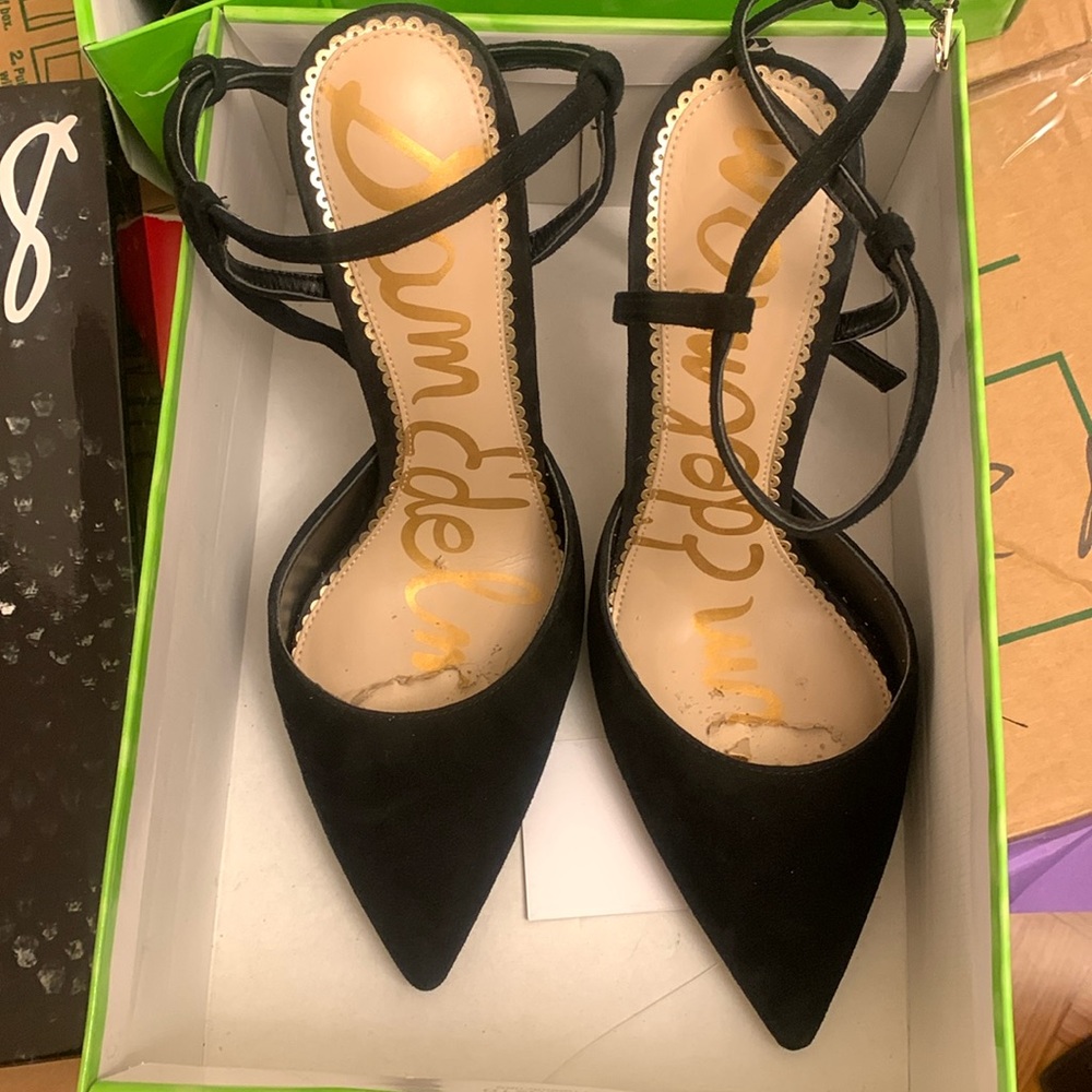 Sam Edelman Deana black Suede ankle strap Heels